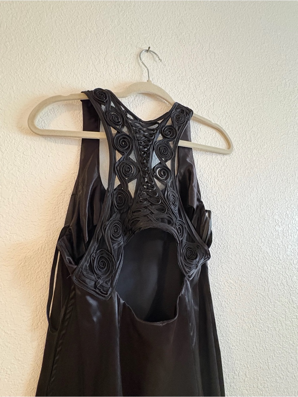 Vintage Gunne Sax by Jessica McClintock black satin maxi dress